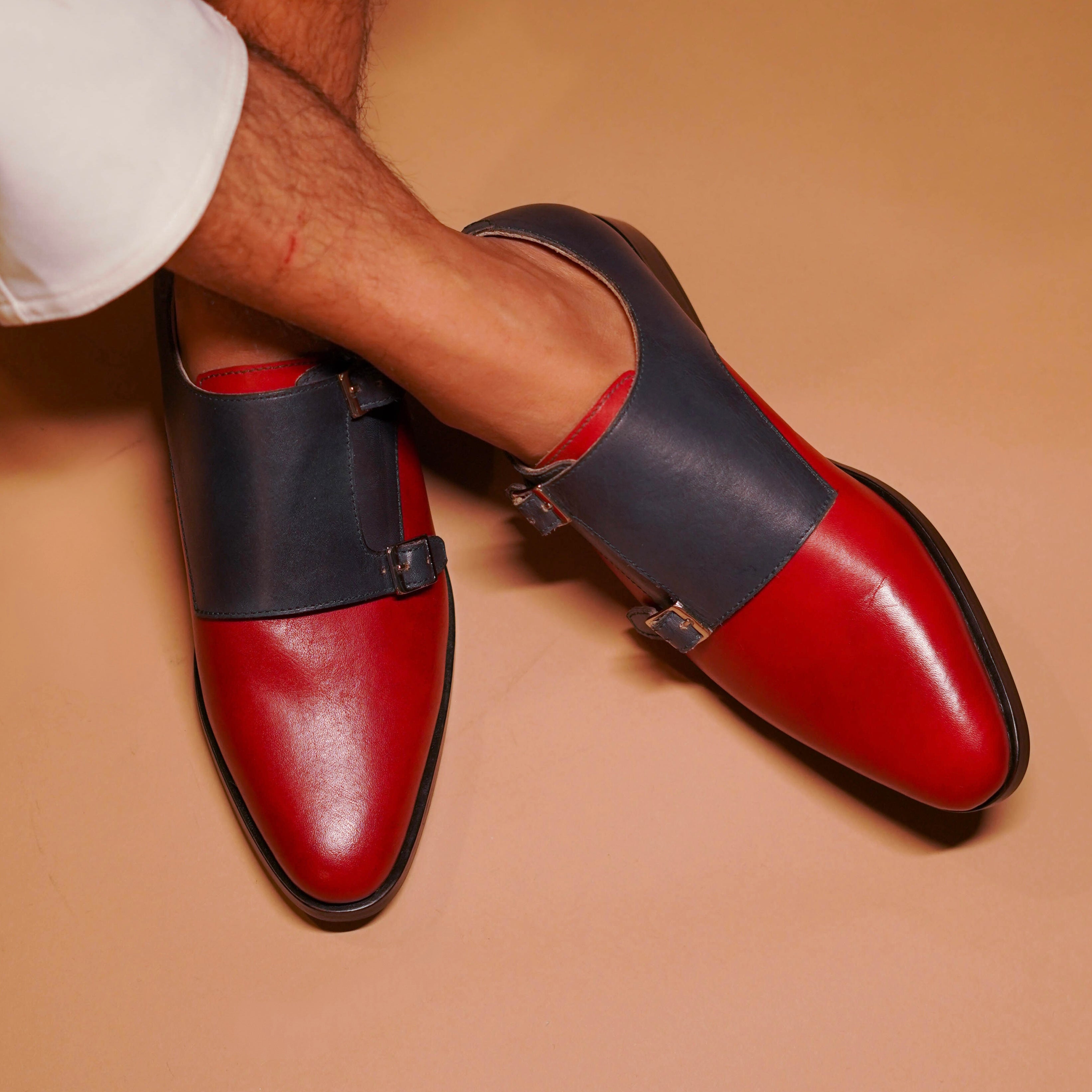 Domo Bordo | Classic brown and blue double-monk-strap